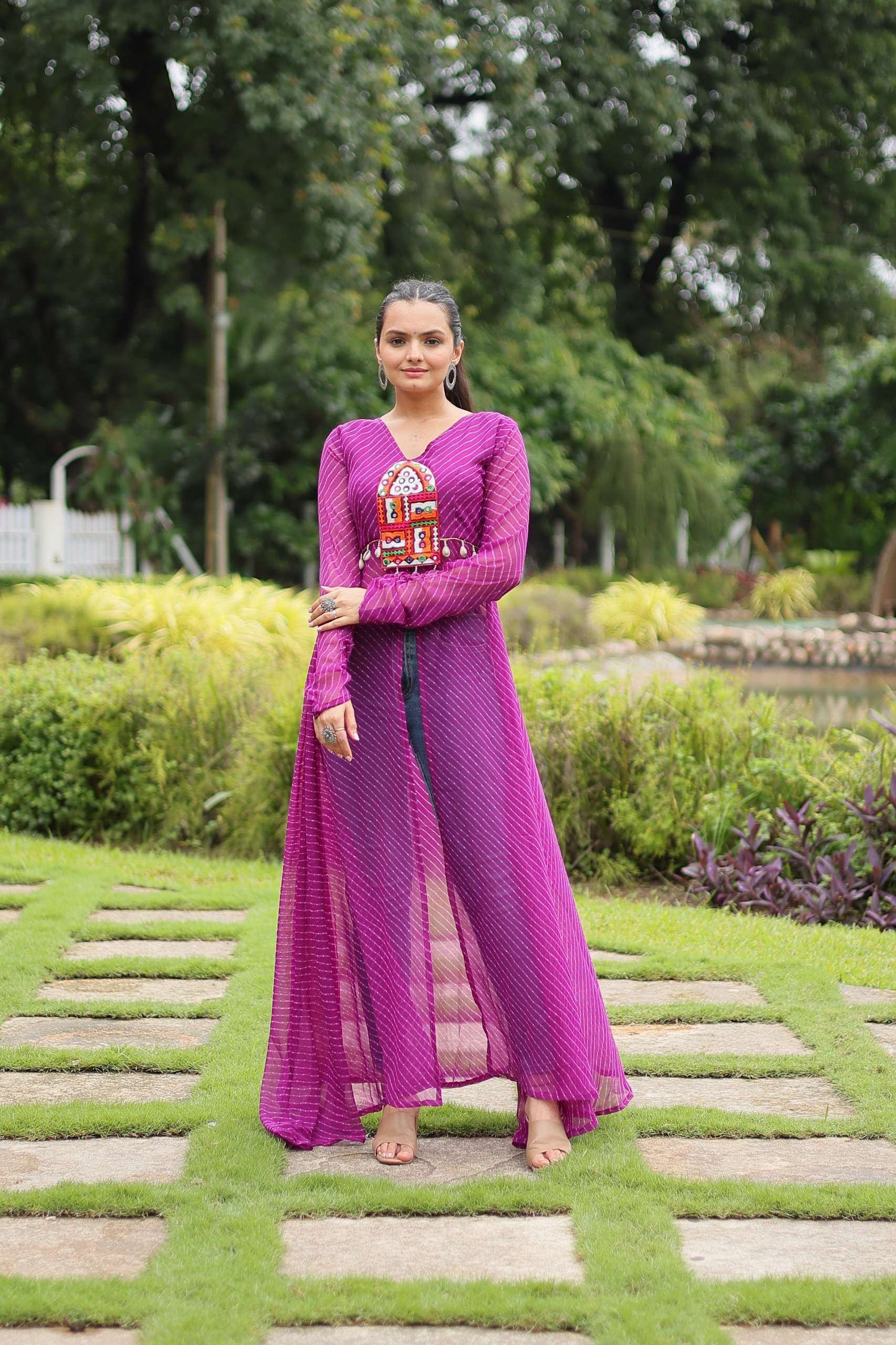 DESIGNER FANCY PURPLE NAVRATRI WEAR KURTI IN GEORGETTE FABRIC KU 1123 E