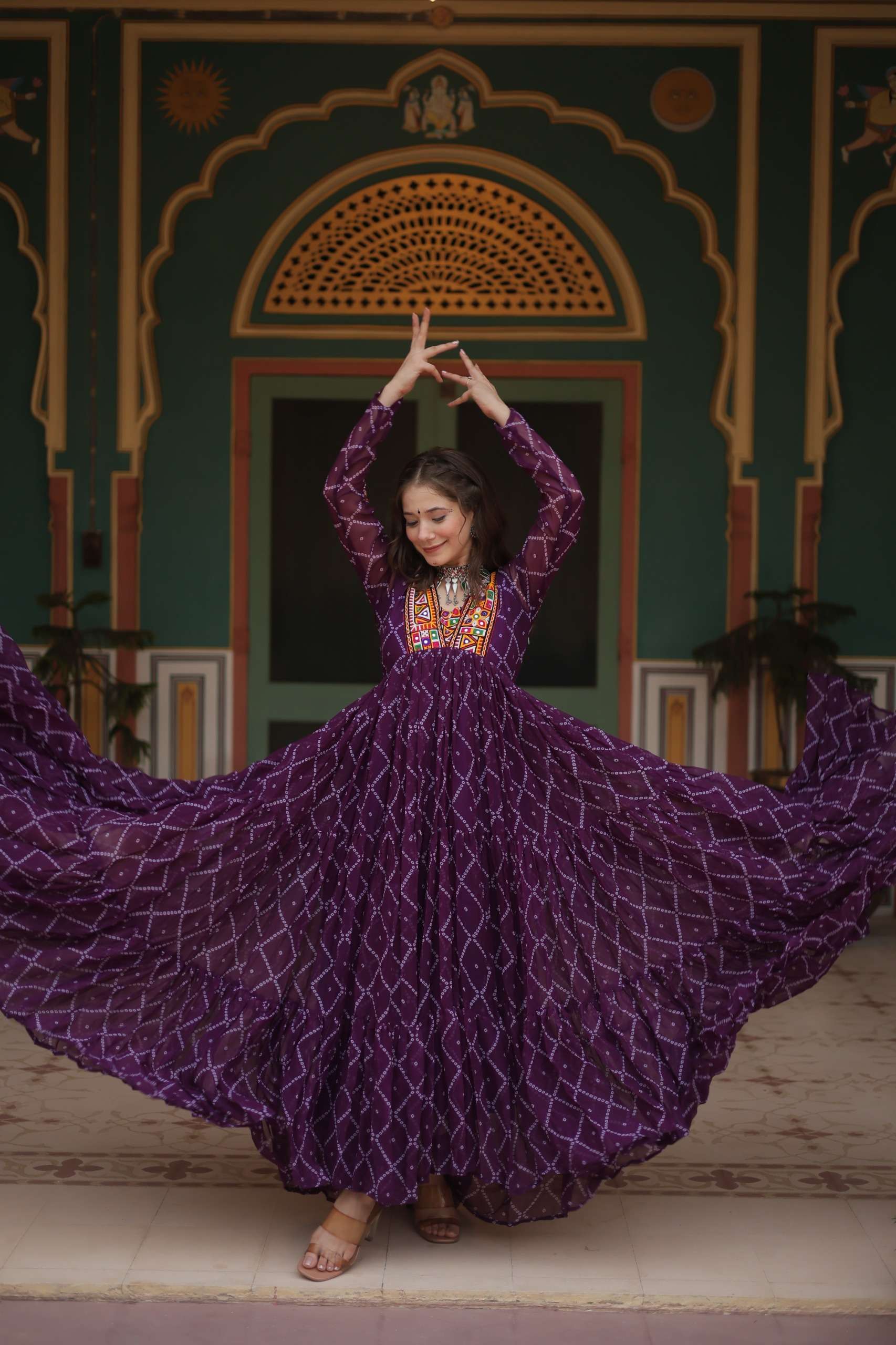 DESIGNER FANCY PURPLE NAVRATRI WEAR KURTI IN GEORGETTE FABRIC KU 1120 A