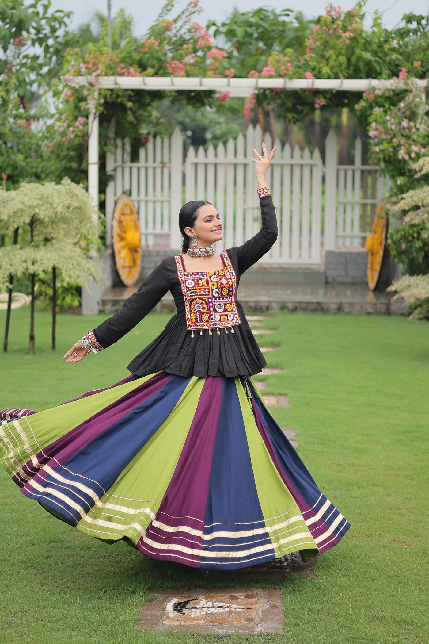 DESIGNER FANCY RAYON COTTON READYMADE NAVRATRI LEHENGA CHOLI LW 7131 D