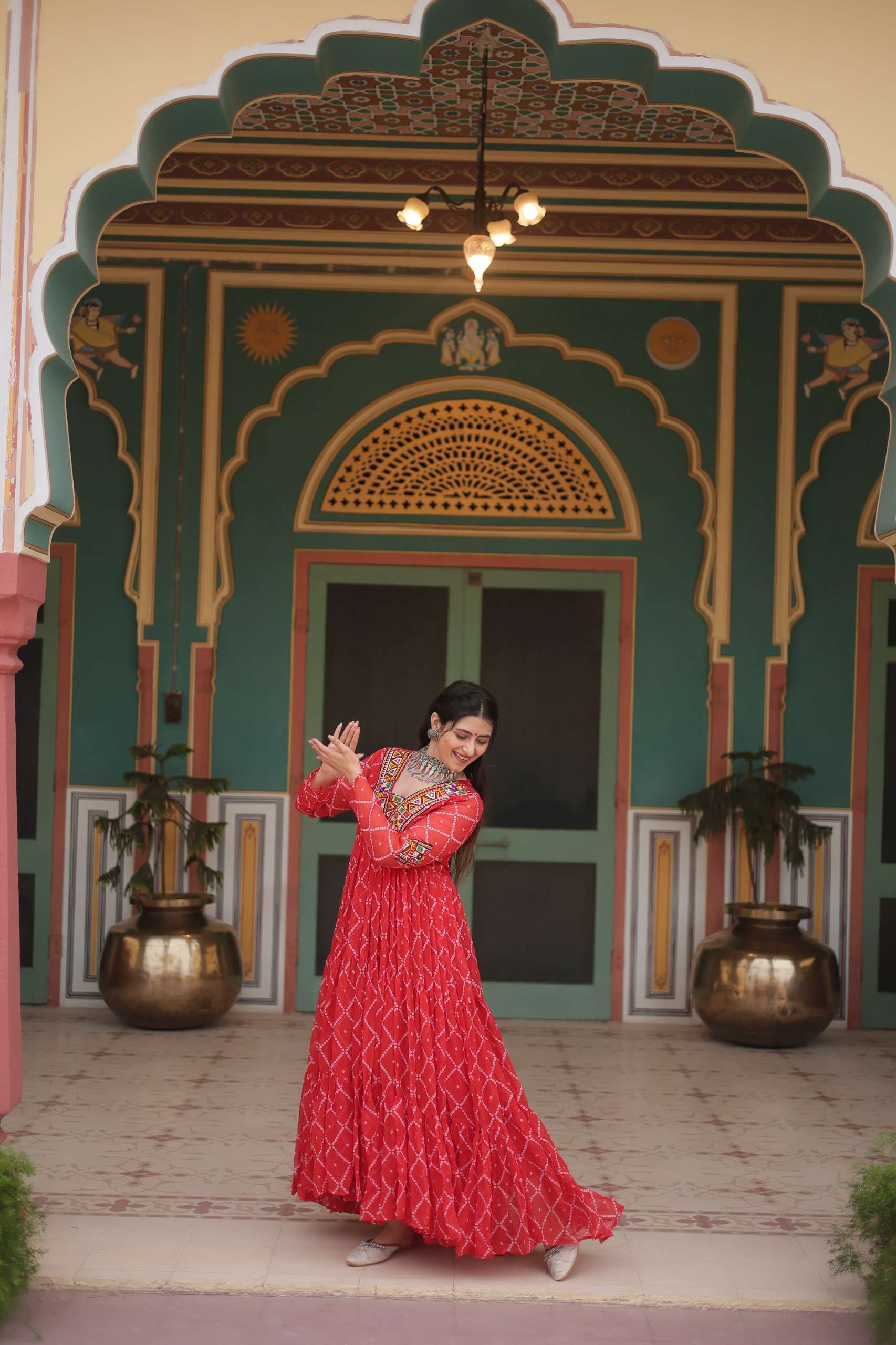 DESIGNER FANCY RED NAVRATRI WEAR KURTI IN GEORGETTE FABRIC KU 1120 B
