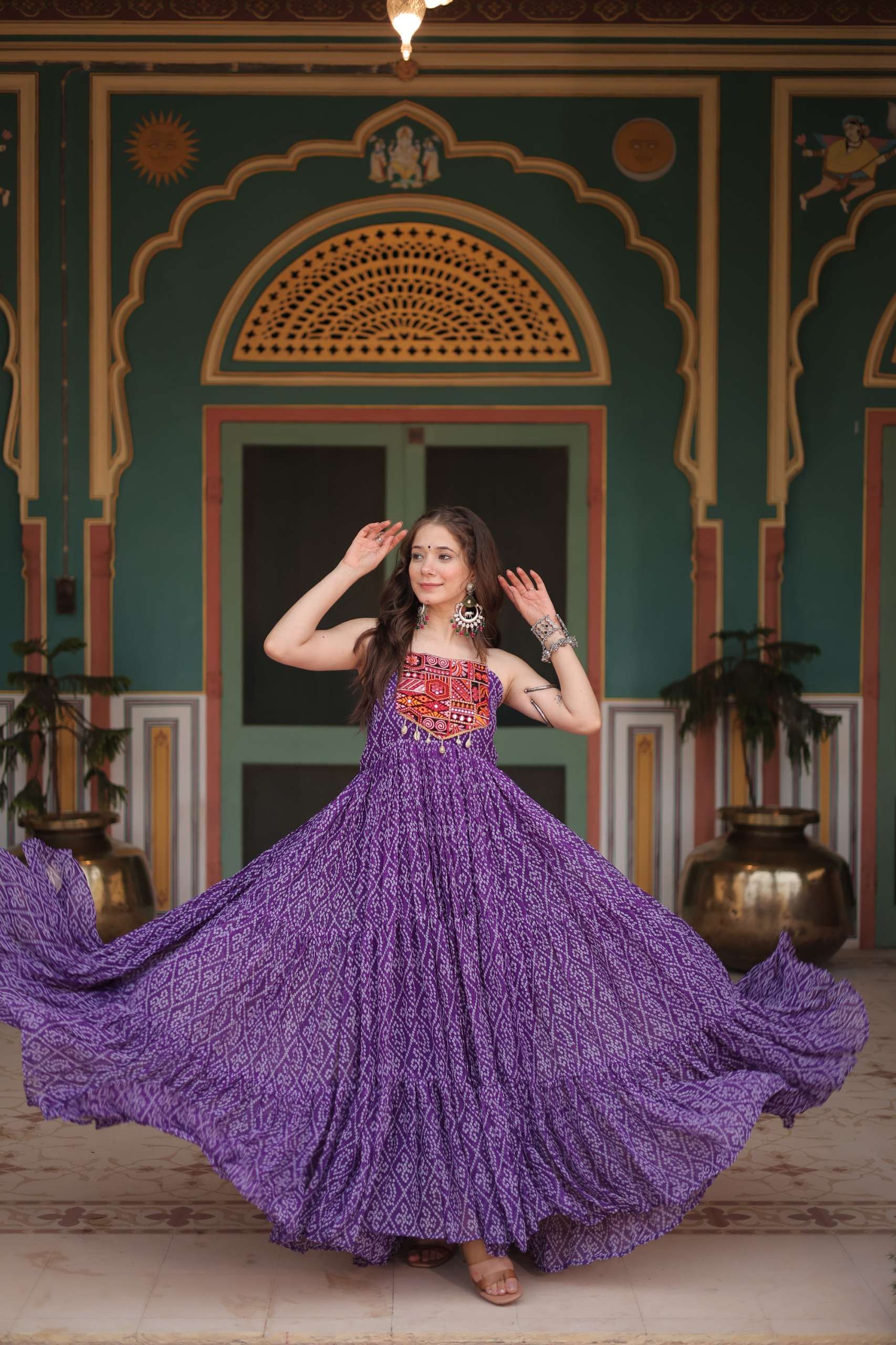 DESIGNER GEORGETTE PURPLE NAVRATRI KURTI COLLECTION KU 1119 C
