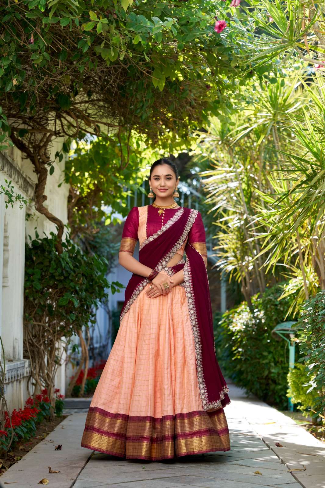 DESIGNER SOUTH WEDDING FANCY FABRIC ORANGE SILK LEHENGA CHOLI COLLRCTION LNB 2010 A