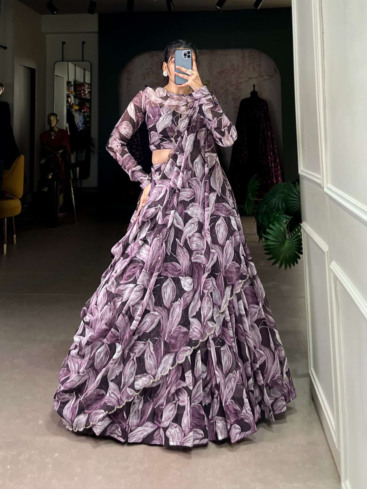 DESIGNER SOUTH WEDDING TABBY SILK PURPLE LEHENGA CHOLI COLLRCTION LNB 1027 D