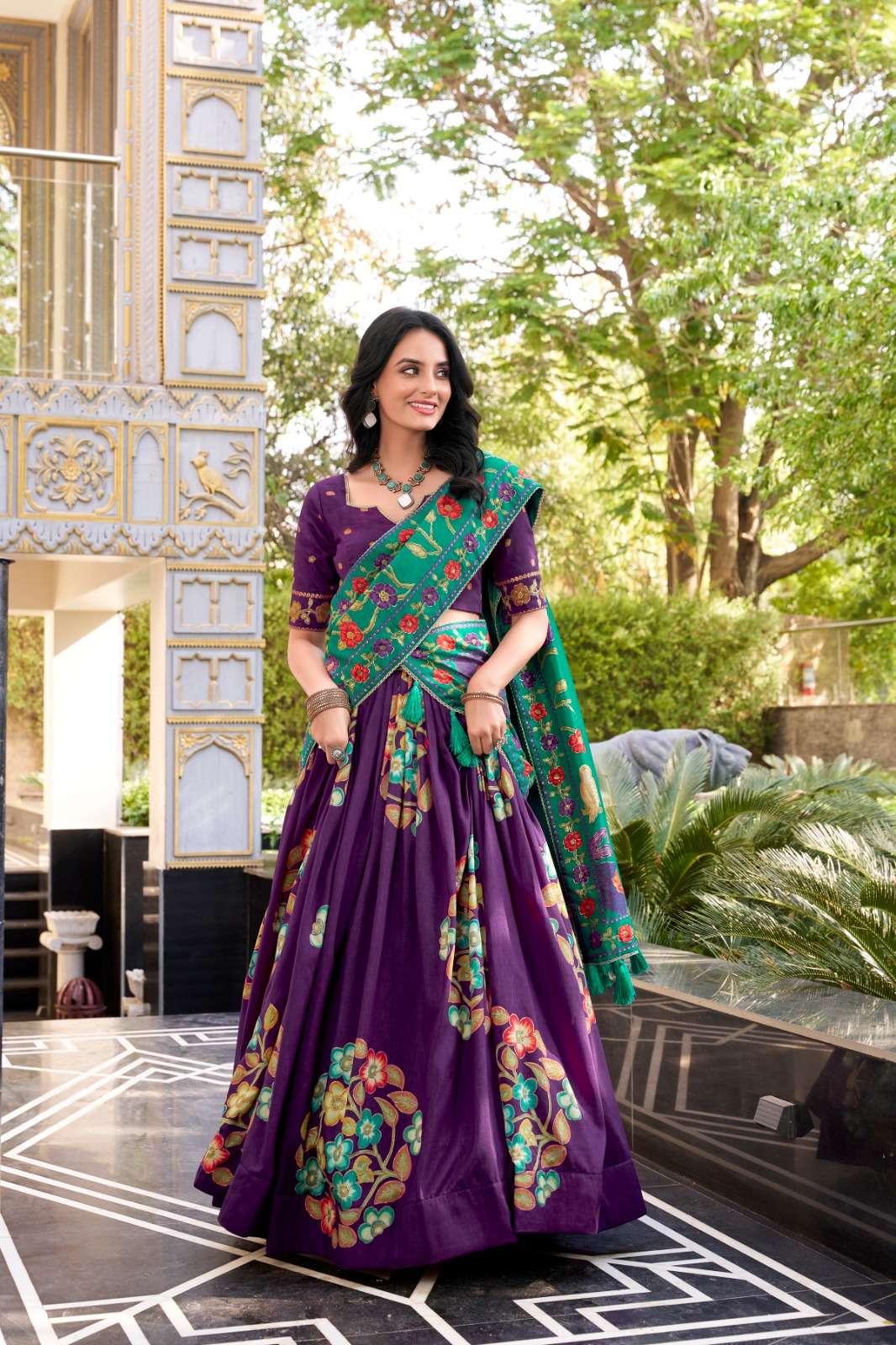 DESIGNER SOUTH WEDDING TUSSAR SILK PURPLE LEHENGA CHOLI COLLRCTION LNB 1239 A