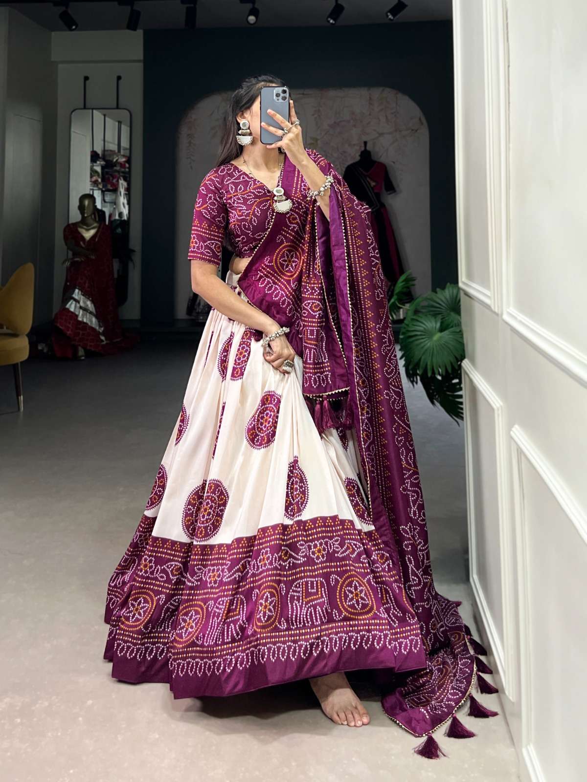 DESIGNER SOUTH WEDDING TUSSAR SILK PURPLE LEHENGA CHOLI COLLRCTION LNB 1229 D