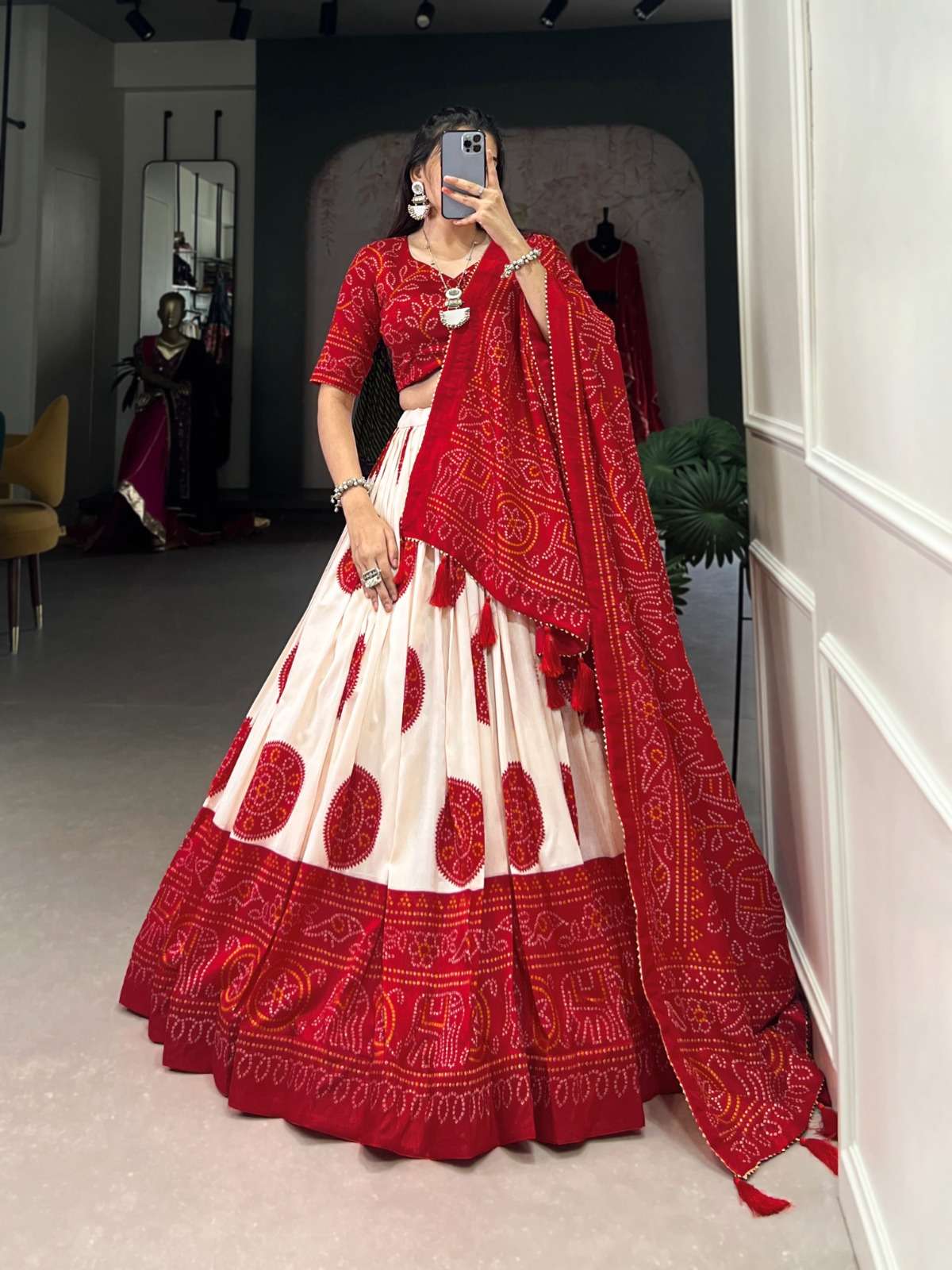 DESIGNER SOUTH WEDDING TUSSAR SILK RED LEHENGA CHOLI COLLRCTION LNB 1229 A