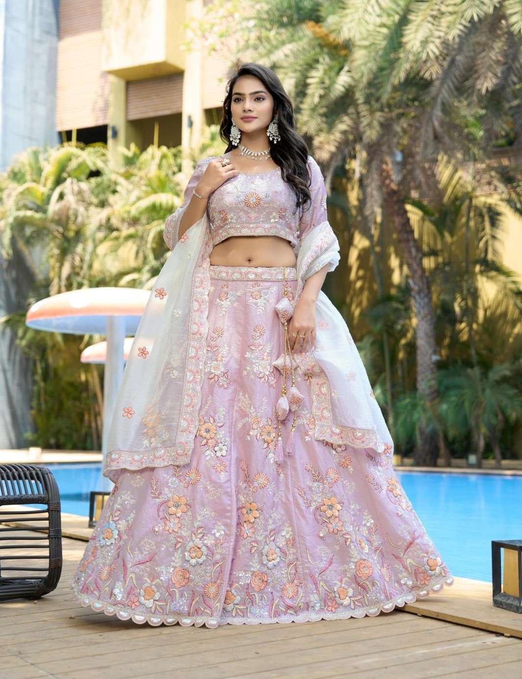 DESIGNER WEDDING BRIDAL WEAR HEAVY PURPLE FENDY SILK LEHENGA CHOLI COLLECTION NT ANANTESH 5051