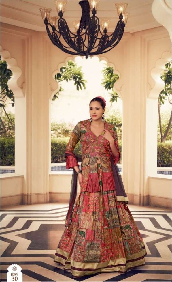 DESIGNER WEDDING PARTY WEAR HEAVY PV SILK TOP SKIRT SALWAR SUIT GOWN SM KALAMKARI 30