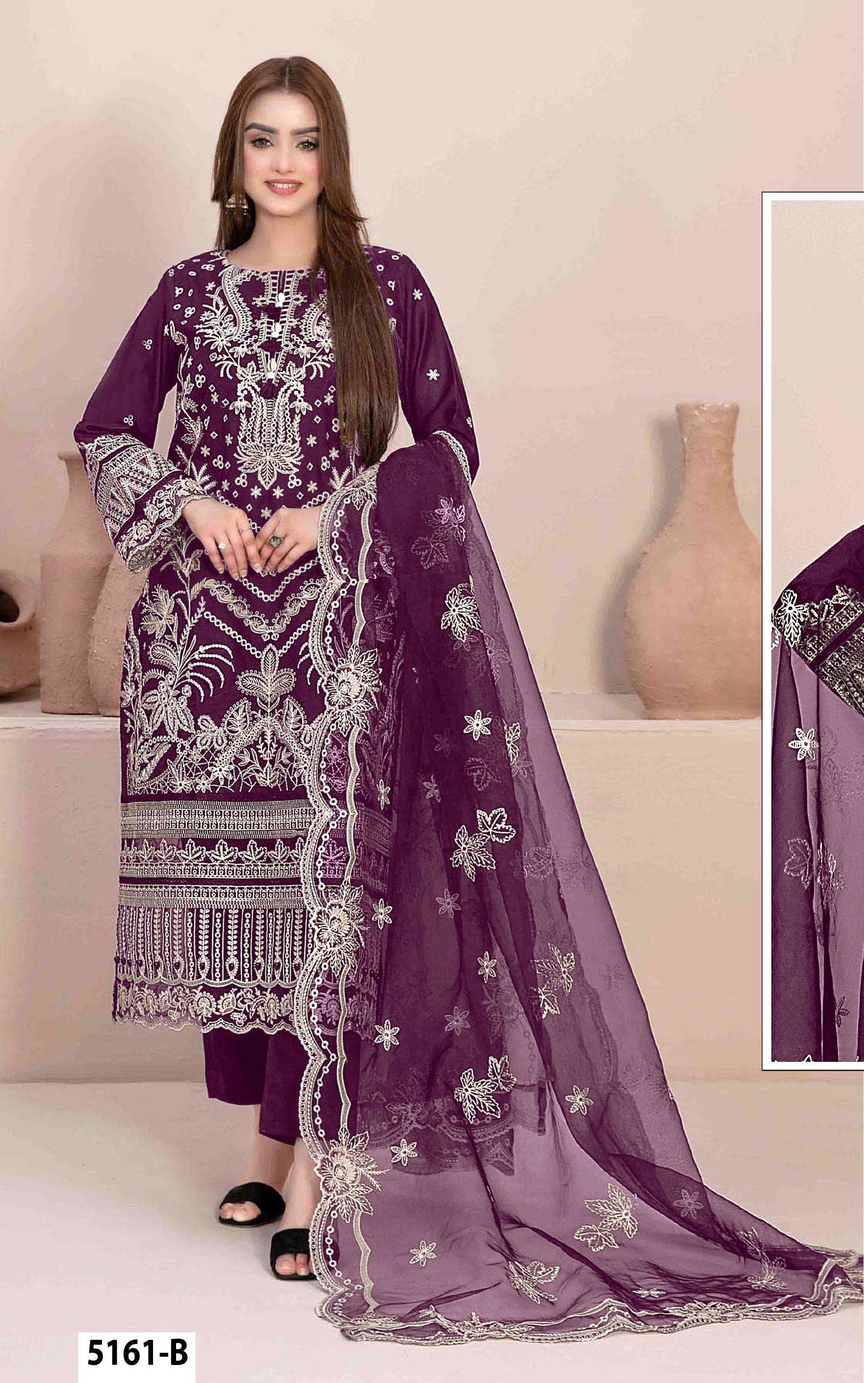 DESIGNER WEDDING PARTY WEAR STRAIGHT FAUX GEORGETTE WINE PAKISTANI SALWAR SUIT JG 5161 B