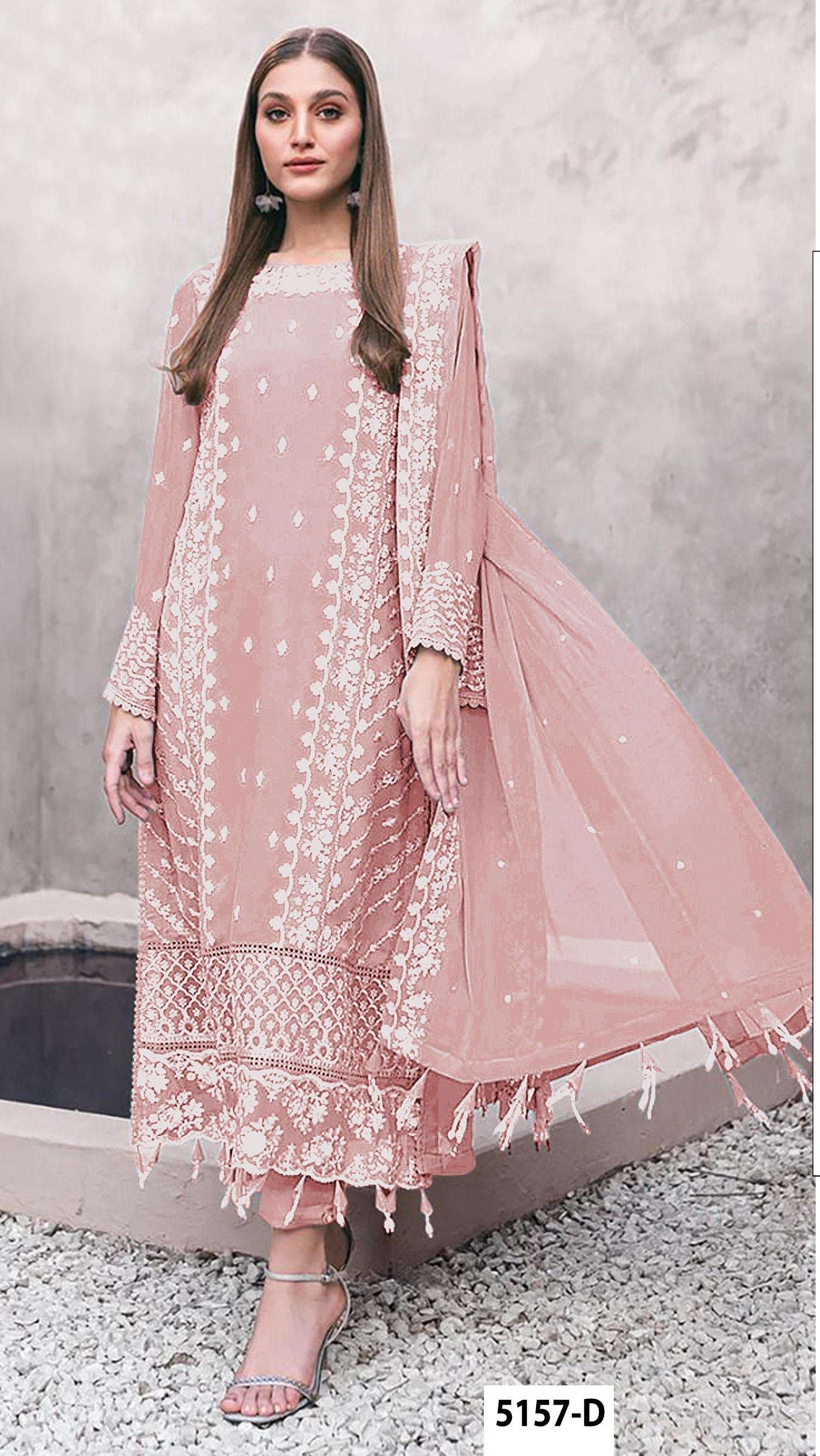 DESIGNER WEDDING PARTY WEAR STRAIGHT FAUX GEORGETTE ORANGE PAKISTANI SALWAR SUIT JG 5157 D