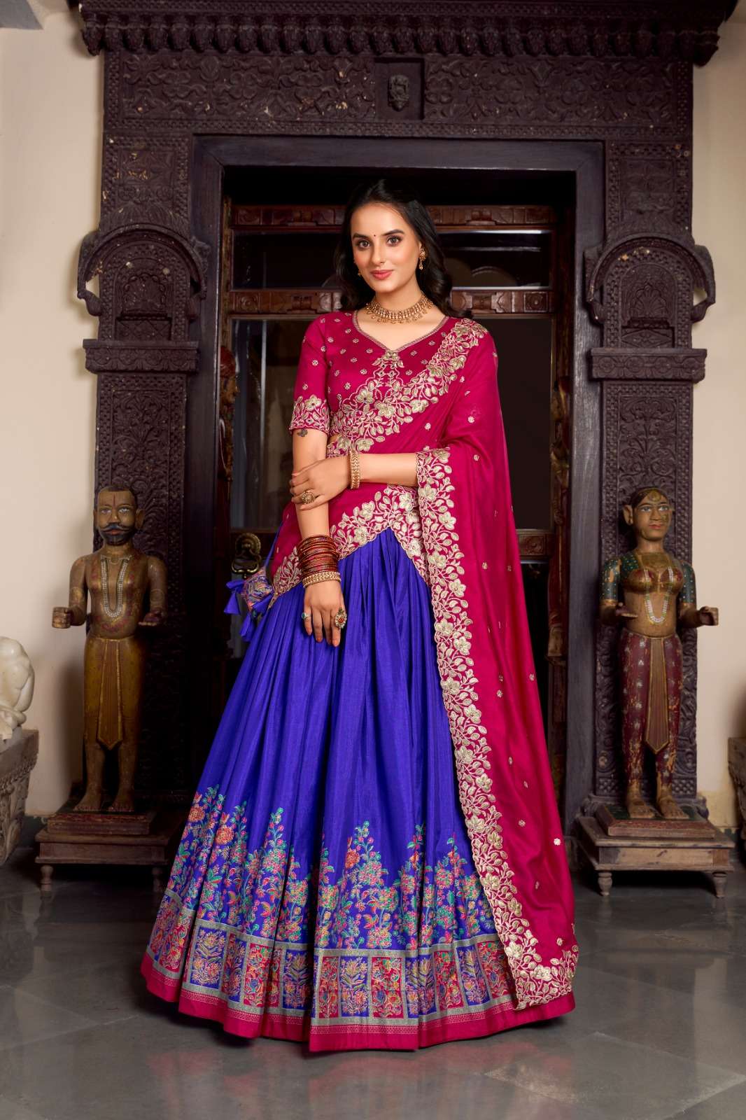 INDIAN DESIGNER BOLLYWOOD WEDDING PARTY WEAR TUSSAR SILK PURPLE LEHENGA CHOLI LB 1238 C