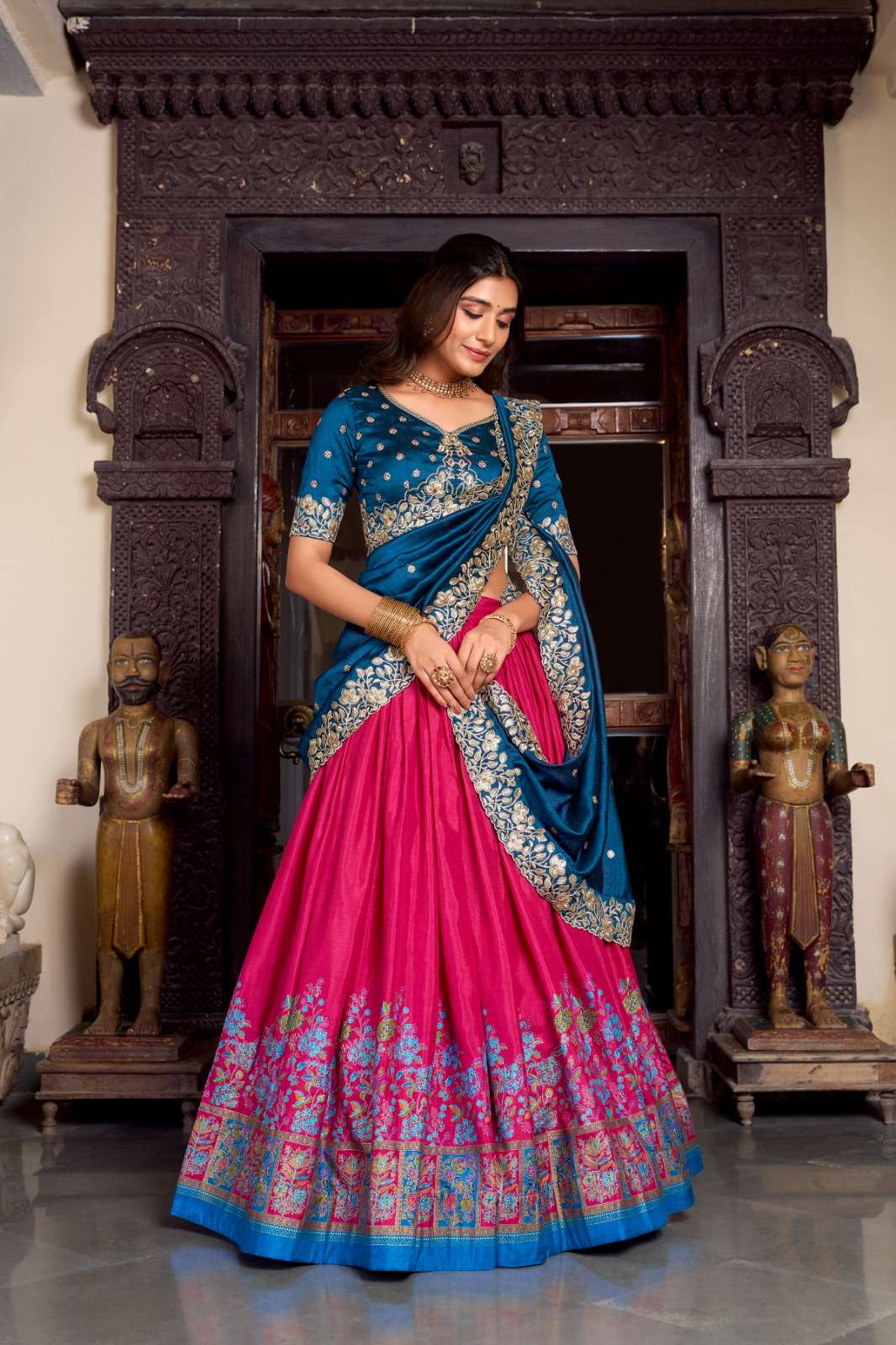INDIAN DESIGNER BOLLYWOOD WEDDING PARTY WEAR TUSSAR SILK PINK LEHENGA CHOLI LB 1238 B