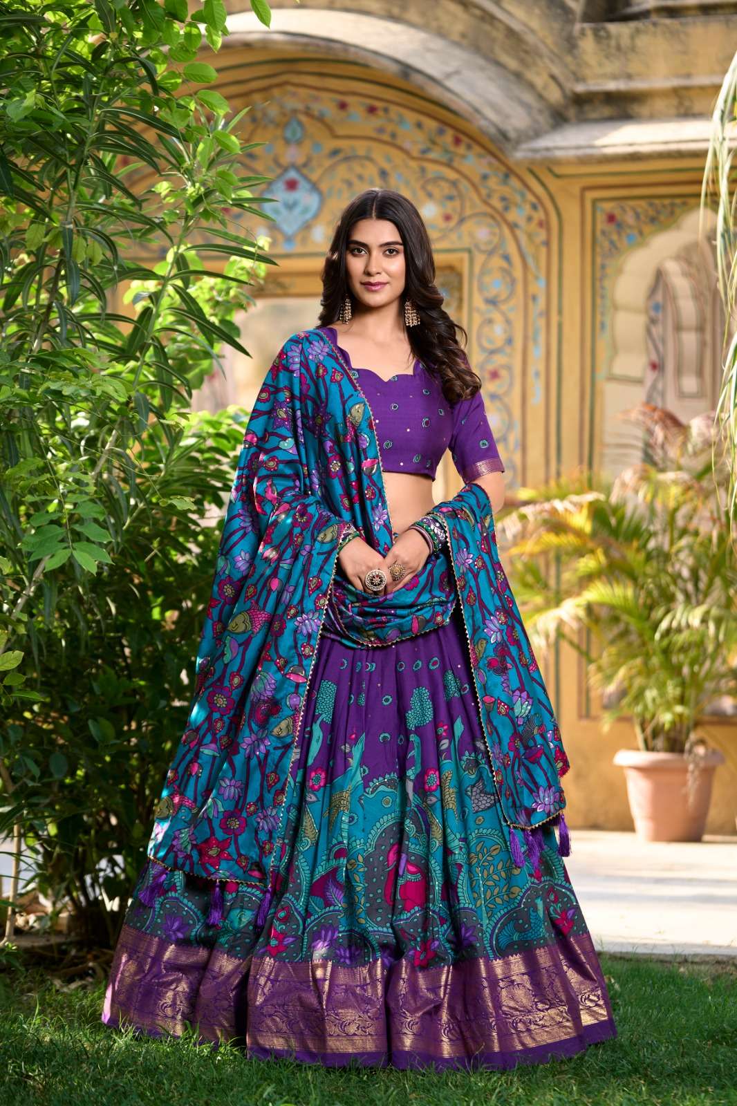 INDIAN DESIGNER BOLLYWOOD WEDDING PARTY WEAR TUSSAR SILK PURPLE LEHENGA CHOLI NAVRATRI CHOLI LNB 1219 C