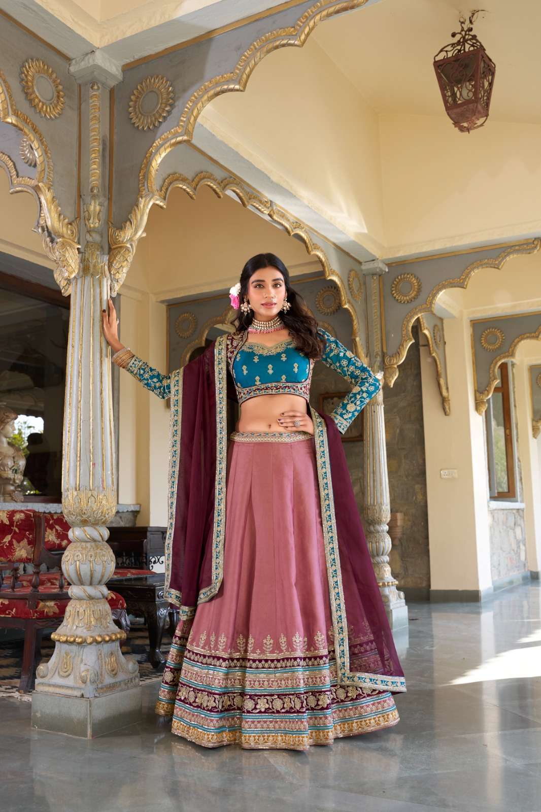 LATEST DESIGNER BRIDAL WEDDING PARTY WEAR HEAVY PINK SILK LEHENGA CHOLI LNB 1425