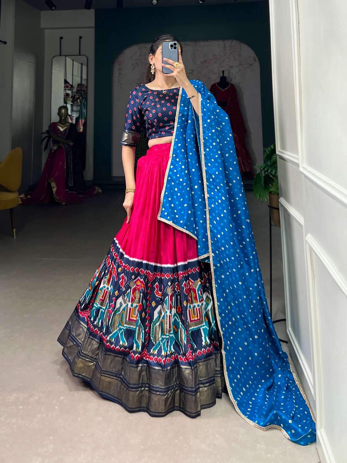 LATEST DESIGNER NAVRATRI WEDDING PARTY WEAR RANI BLUE LEHENGA CHOLI LNB 1623