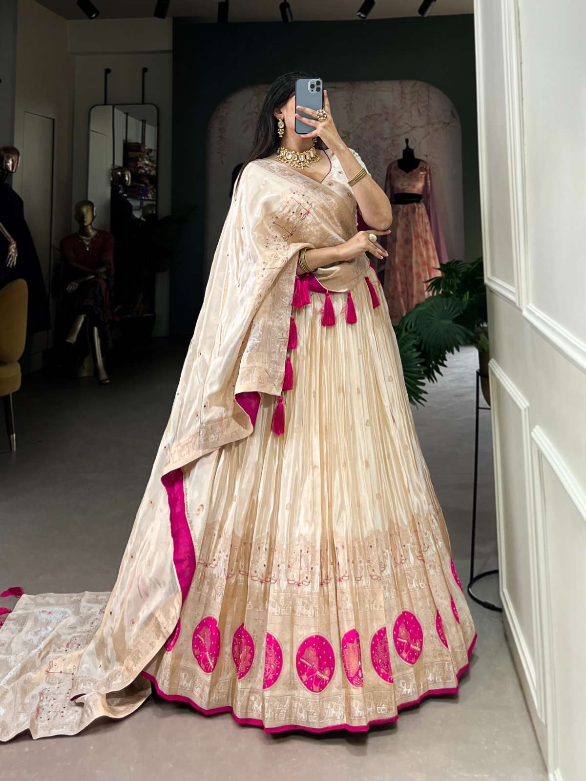 LATEST DESIGNER WEDDING PARTY WEAR SHIMMER SILK LEHENGA CHOLI LNB 2048 A