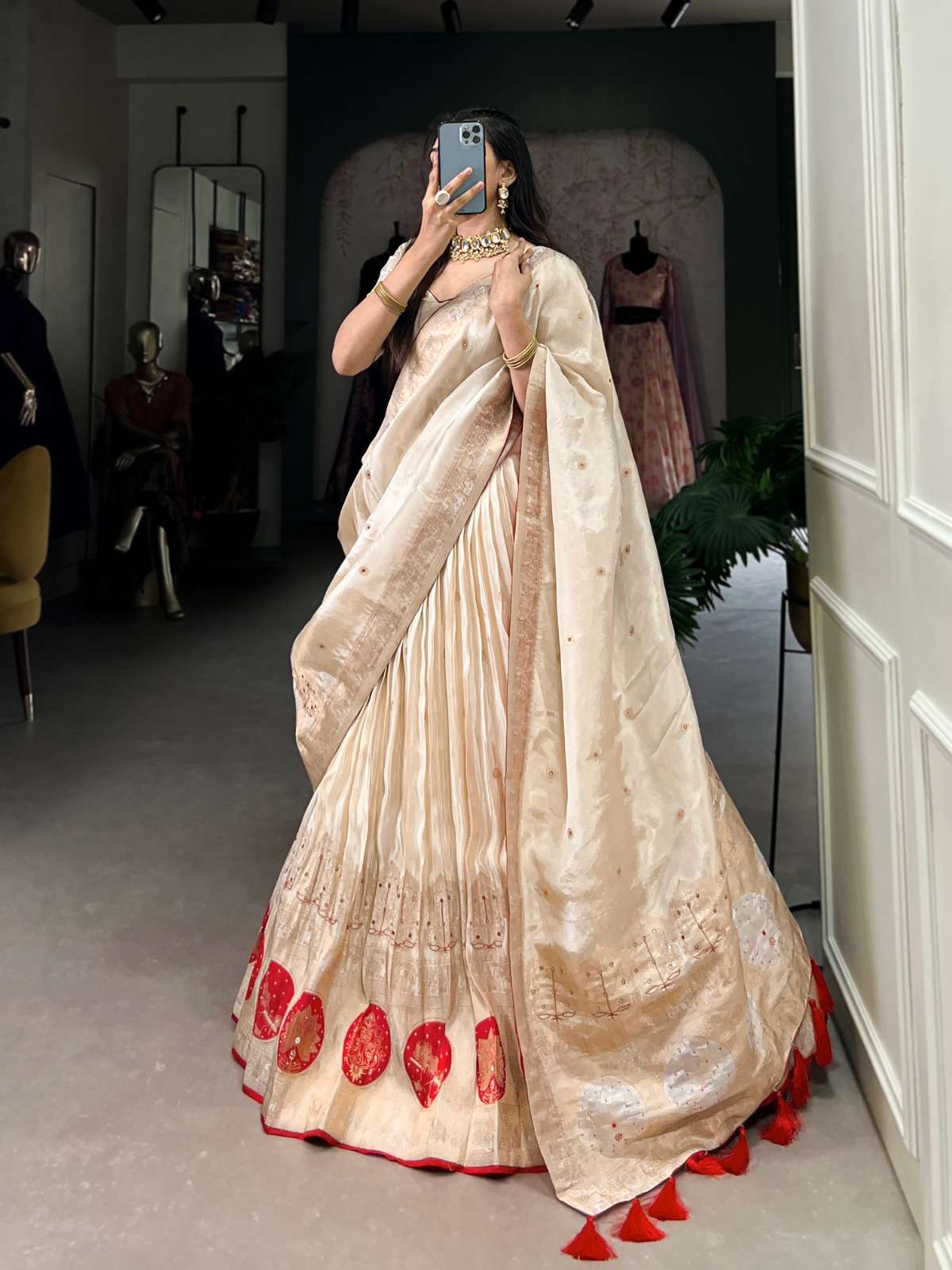 LATEST DESIGNER WEDDING PARTY WEAR SHIMMER SILK LEHENGA CHOLI LNB 2048 C