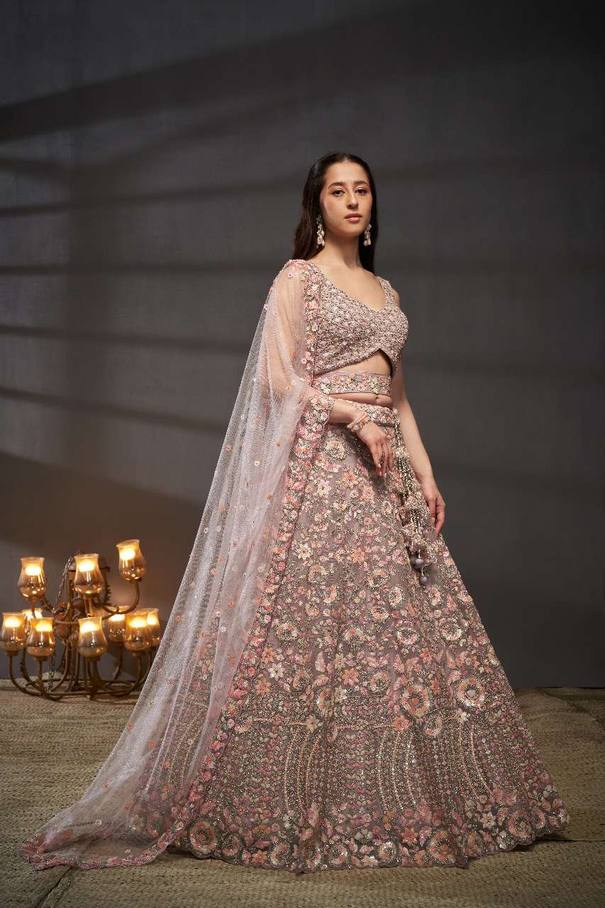 DESIGNER BOLLYWOOD BRIDAL WEDDING PARTY WEAR HEAVY PINK HAND WORK LEHENGA CHOLI SENHORA DRESSES 5778 B