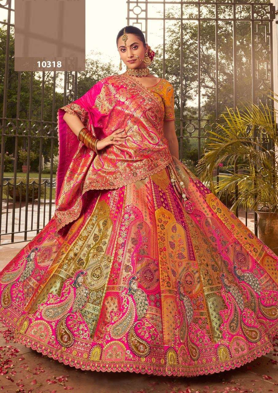 DESIGNER FANCY WEDDING BRIDAL WEAR INDIAN HEAVY BANARASI SILK PINK LEHENGA CHOLI WITH SILK DUPATTA SM ROYAL 10318
