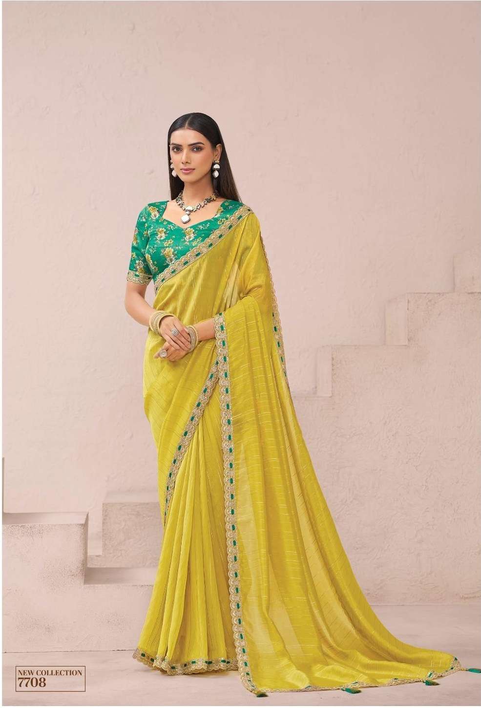 DESIGNER FANCY WEDDING PARTY WEAR FANCY SILK YELLOW SAREE COLLECTION SM TATHASTU 7708