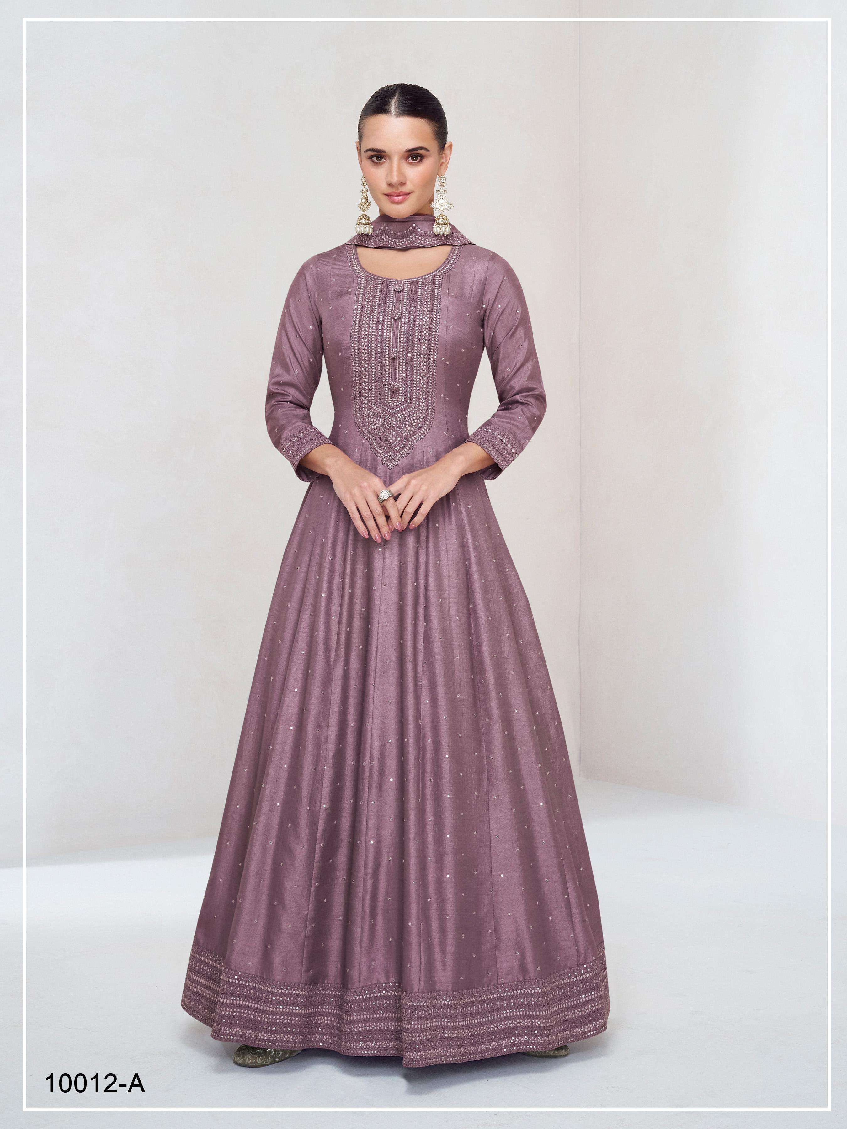 DESIGNER FANCY WEDDING PARTY WEAR VISCOSE SILK DEEP PINK READYMADE ANARKALI GOWN SALWAR SUIT JG 10012 A