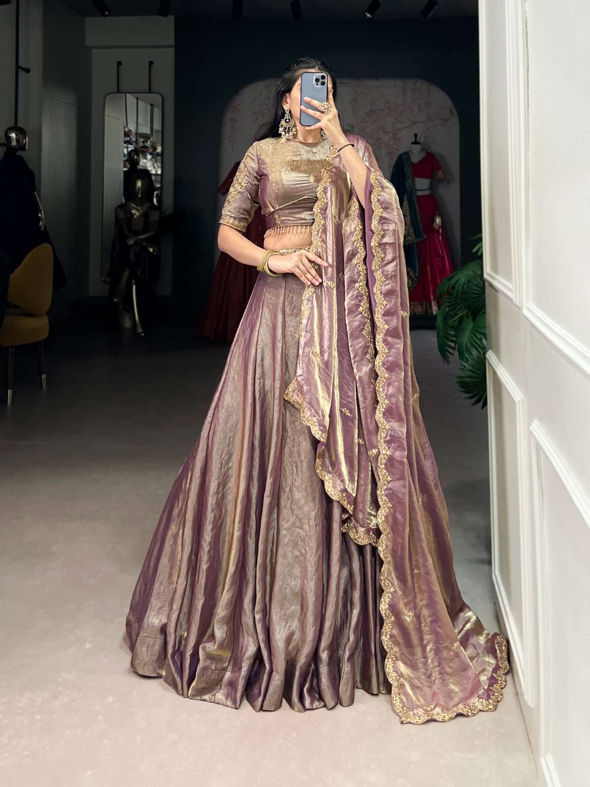 INDIAN DESIGNER BOLLYWOOD WEDDING PARTY WEAR HEAVY DEEP PINK FENDY SILK LEHENGA CHOLI LNB 1440 D