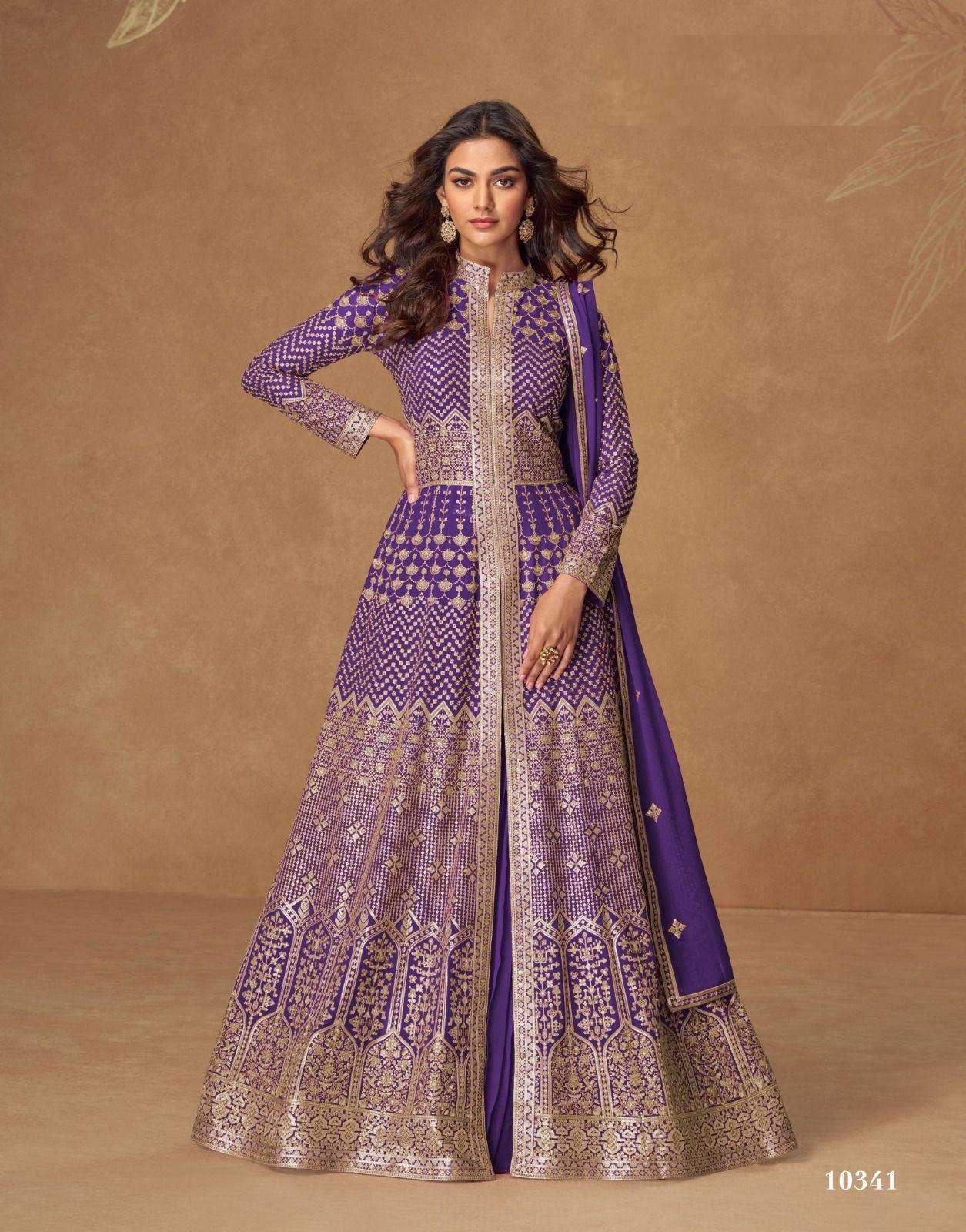 DESIGNER FANCY WEDDING PARTY WEAR REAL GEORGETTE LONG GOWN ANARKALI SALWAR SUIT AF ALMIRAH 10341