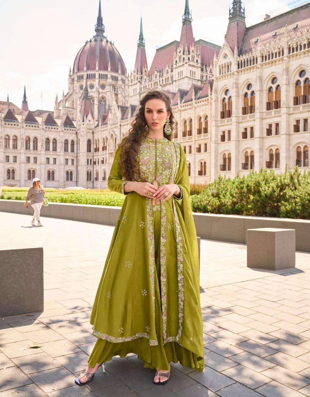 DESIGNER FANCY WEDDING PARTY WEAR REAL PREMIUM SILK GREEN NAYRA CUT ANARKALI SALWAR SUIT SY NARGIS 10002
