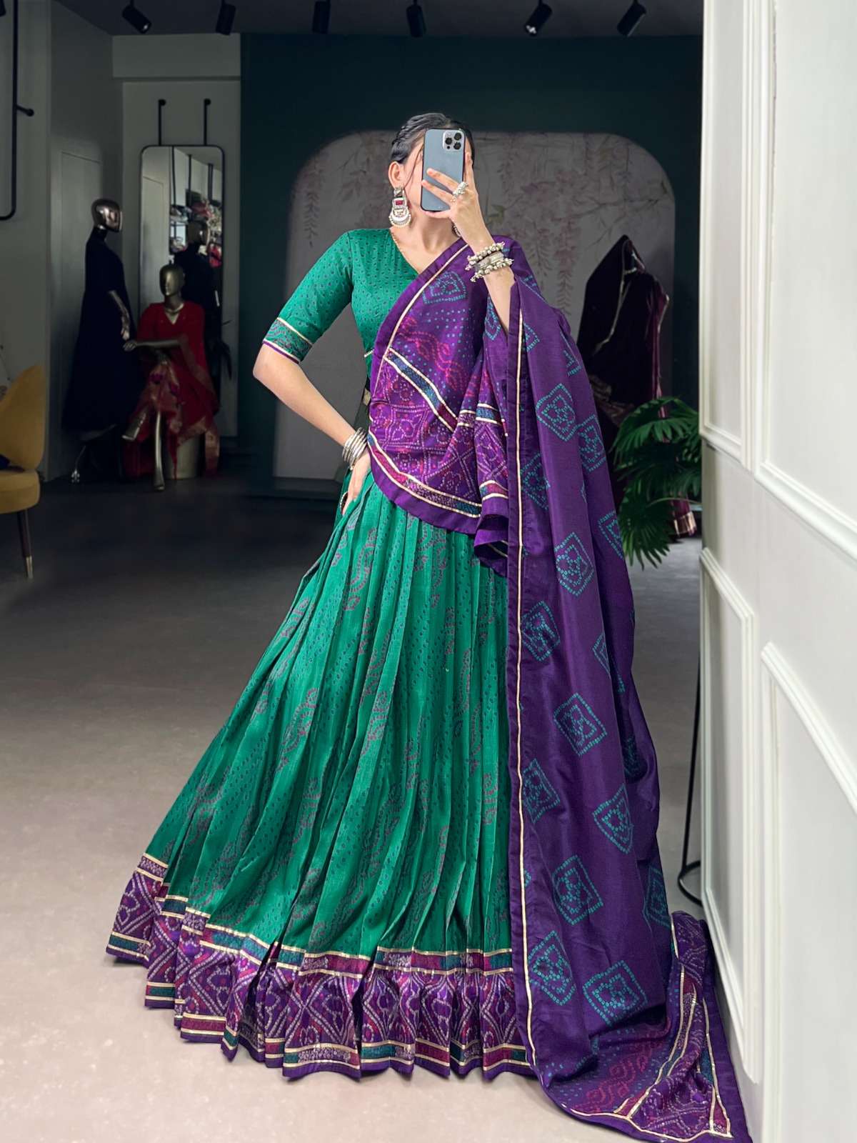 DESIGNER FANCY WEDDING PARTY WEAR TASSAR SILK GREEN LEHENGA CHOLI WITH DUPATTA LNB 1250 D