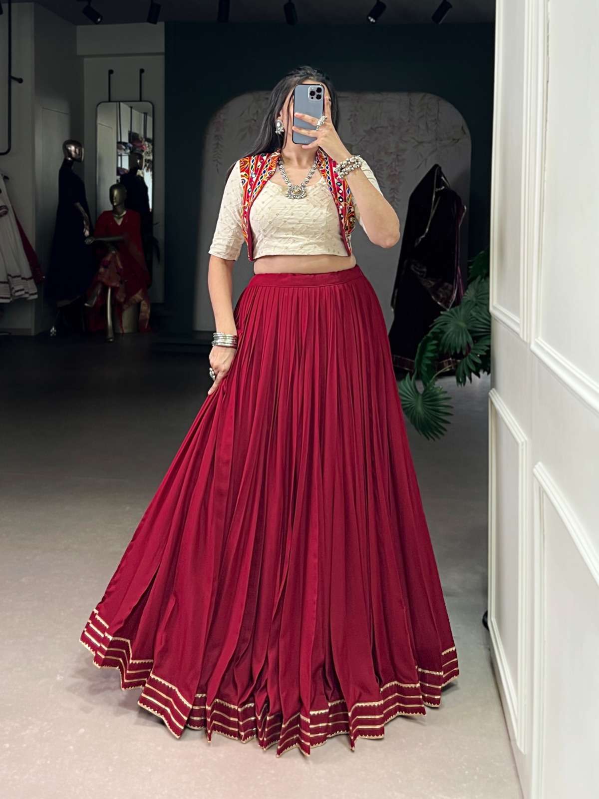 RAYON COTTON NAVRATRI MAROON LEHENGA CHOLI COLLECTION NNK 1666