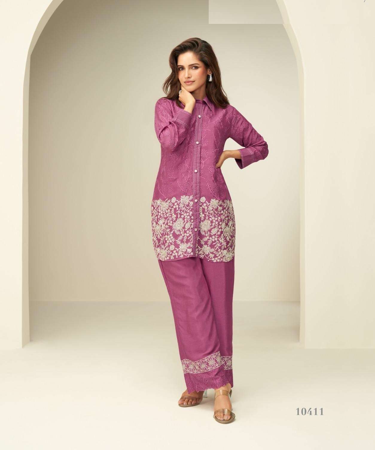 READYMADE CHINON SILK CO ORD SET FOR WOMEN WEAR FANCY PINK CORD SET AF AMULYA 1041