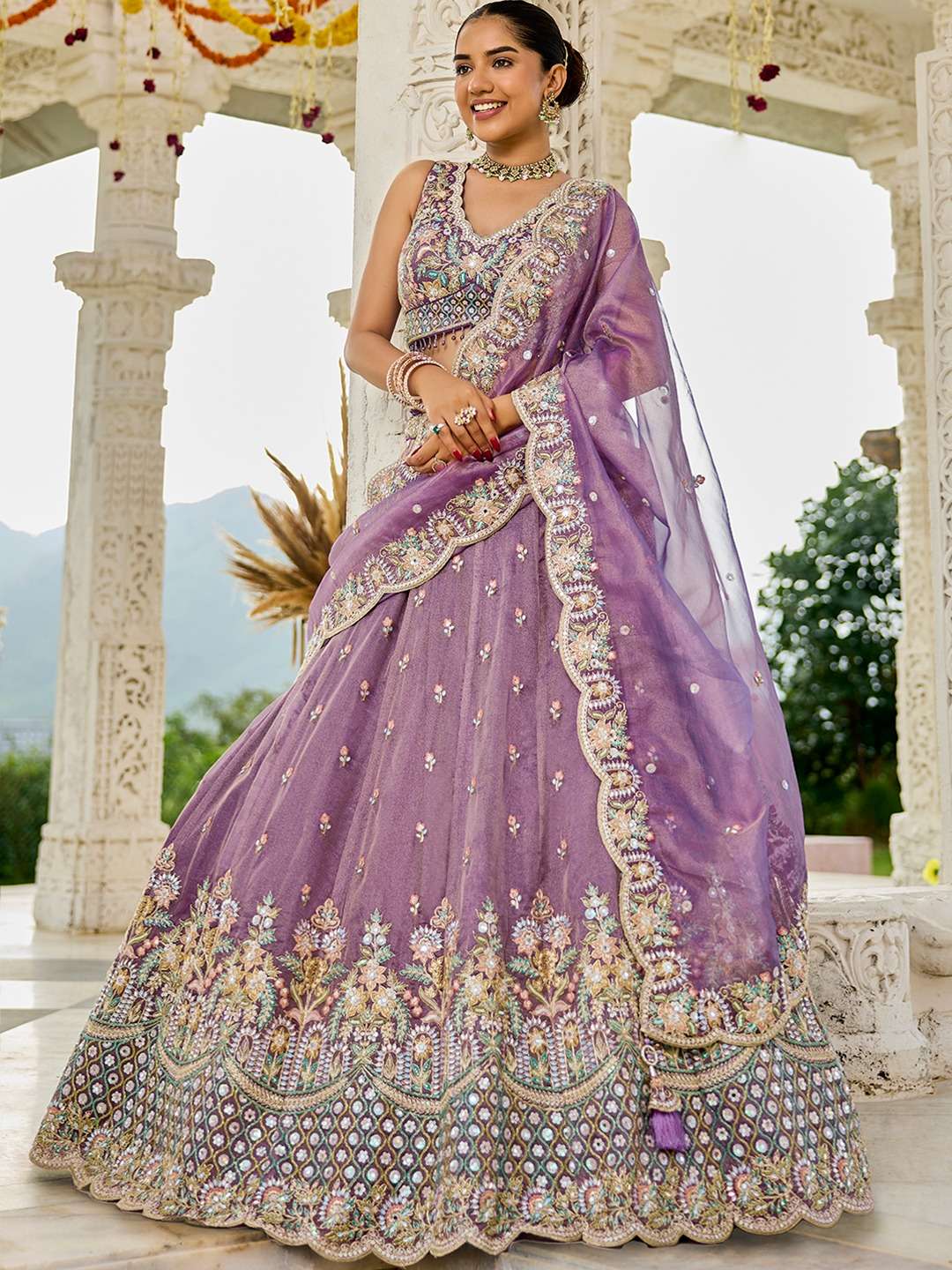 DESIGNER BOLLYWOOD BRIDAL WEDDING PARTY WEAR HEAVY READYMADE LAVENDER SATIN SILK LEHENGA CHOLI SENHORA DRESSES NT 6177 B