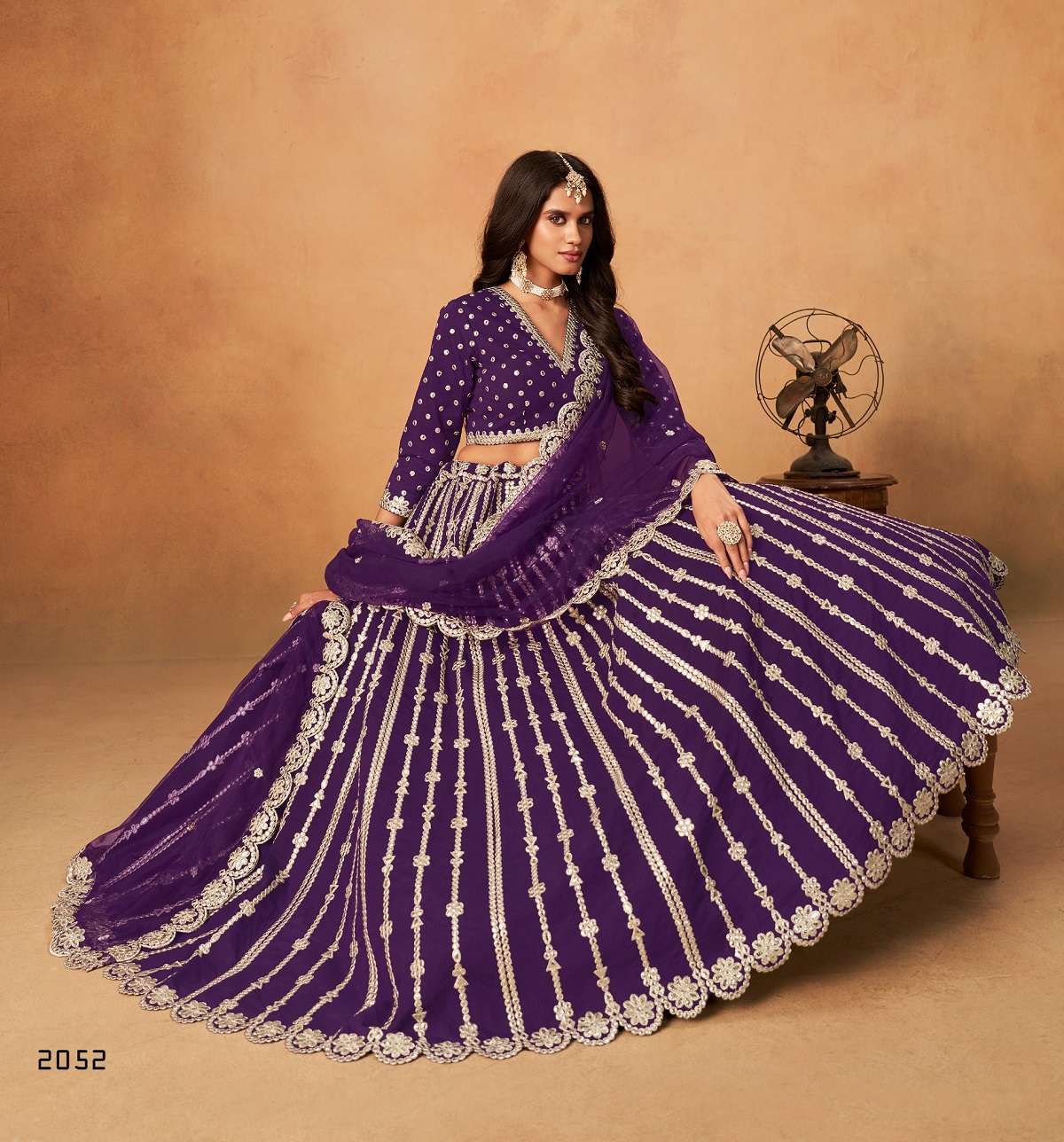 DESIGNER FANCY WEDDING PARTY WEAR ART SILK PURPLE LEHENGA CHOLI ANY MEHVISH 2052