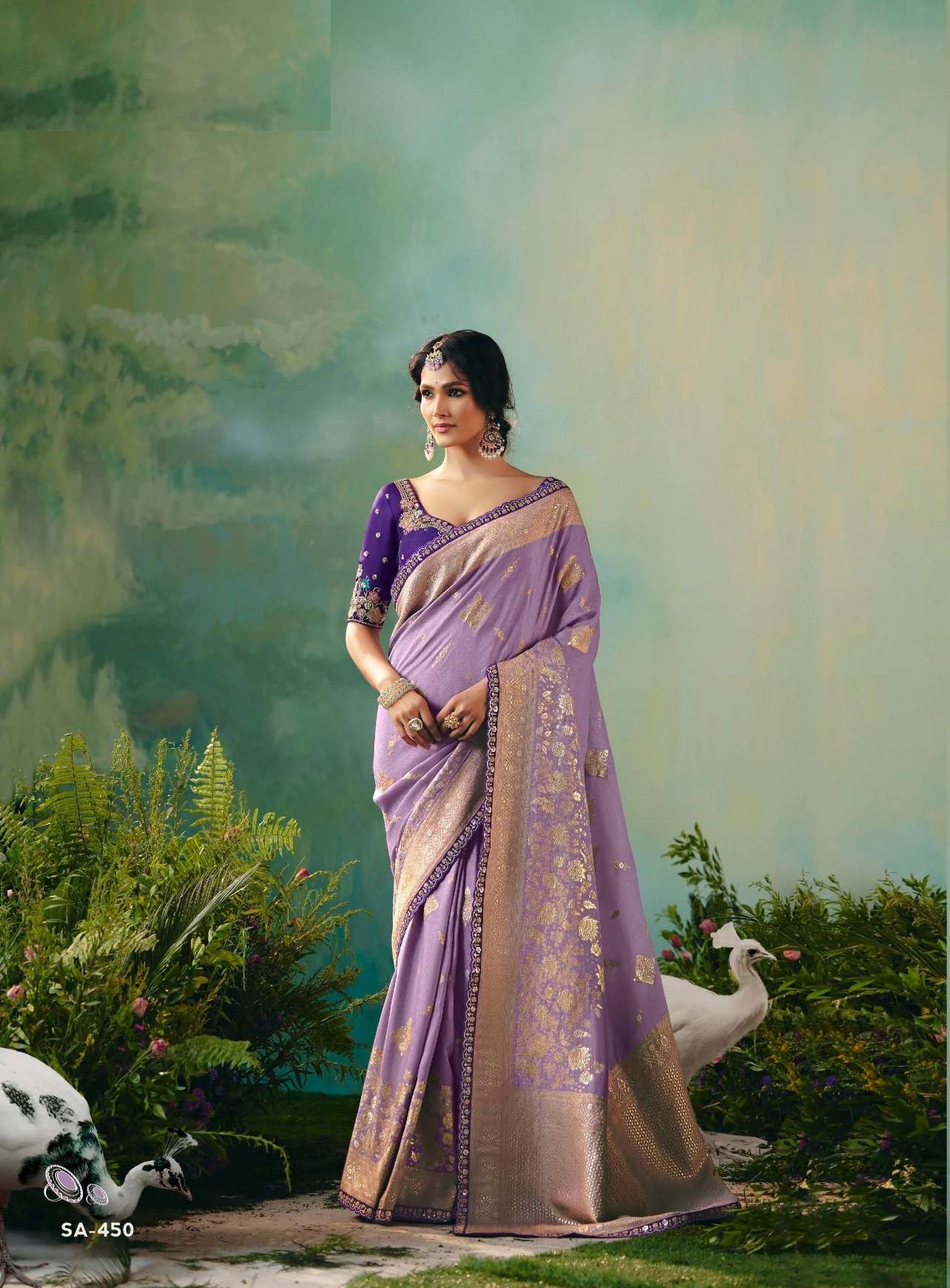 DESIGNER FANCY WEDDING PARTY WEAR FANCY LAVENDER SILK SAREE COLLECTION SM KIM 450
