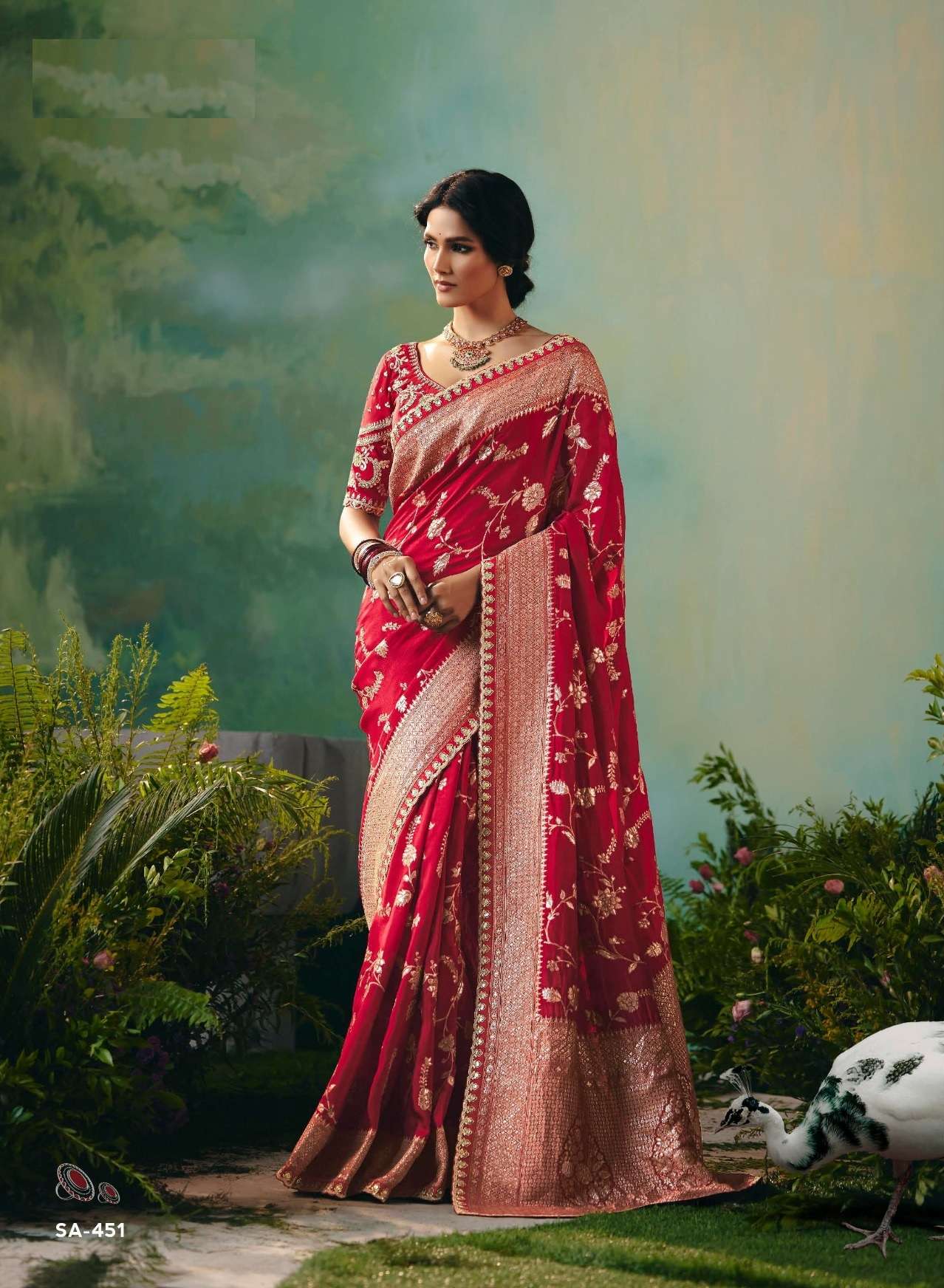 DESIGNER FANCY WEDDING PARTY WEAR FANCY RED SILK SAREE COLLECTION SM KIM 451