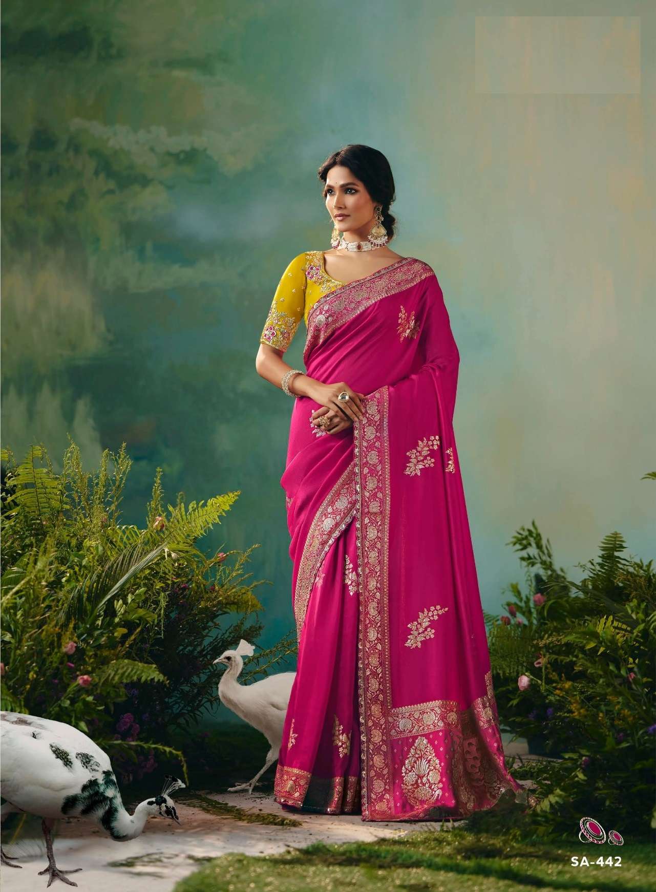 DESIGNER FANCY WEDDING PARTY WEAR FANCY SILK PINK SAREE COLLECTION SM KIM 442