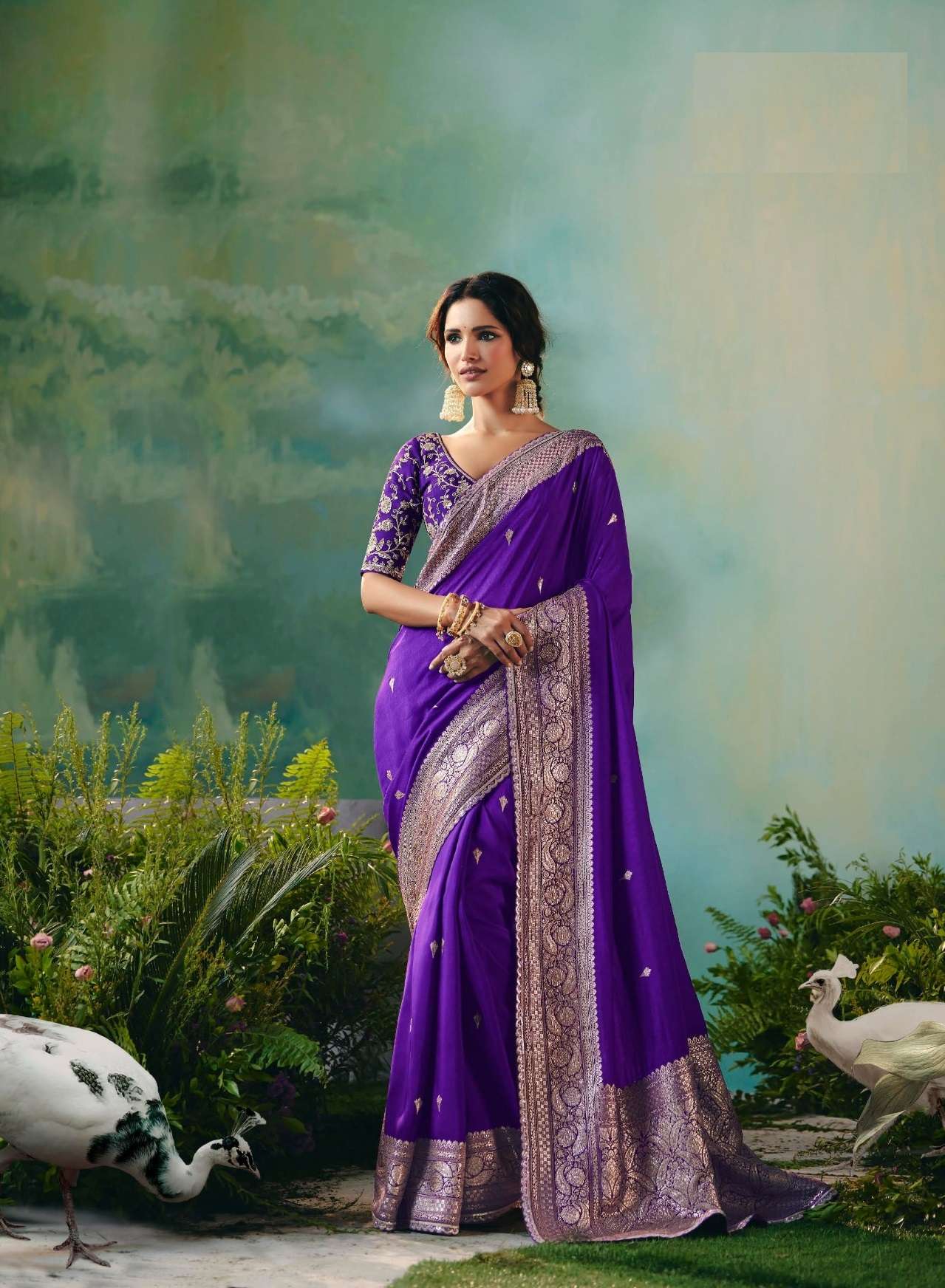 DESIGNER FANCY WEDDING PARTY WEAR FANCY SILK PURPLE SAREE COLLECTION SM KIM 441