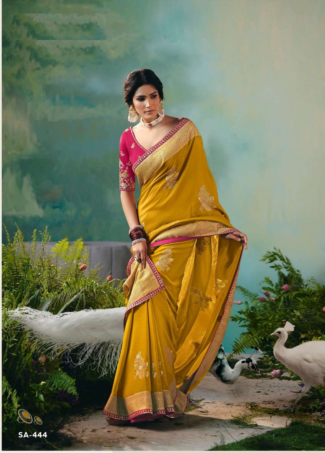 DESIGNER FANCY WEDDING PARTY WEAR FANCY YELLOW SILK SAREE COLLECTION SM KIM 444