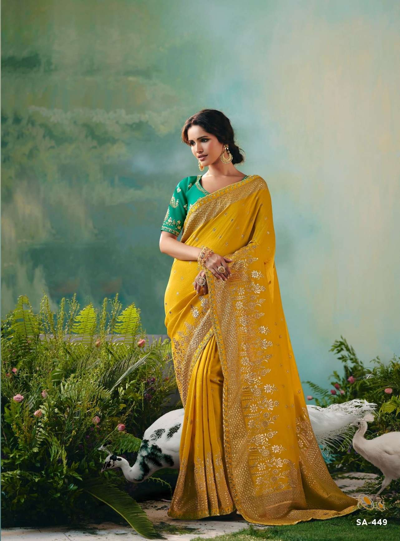 DESIGNER FANCY WEDDING PARTY WEAR FANCY YELLOW SILK SAREE COLLECTION SM KIM 449