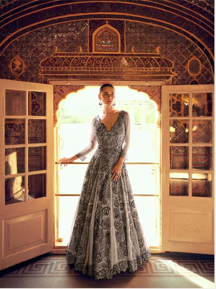 DESIGNER FANCY WEDDING PARTY WEAR JAQUARD SILK ANARKALI SALWAR SUIT GOWN SY KARISHMA 5768