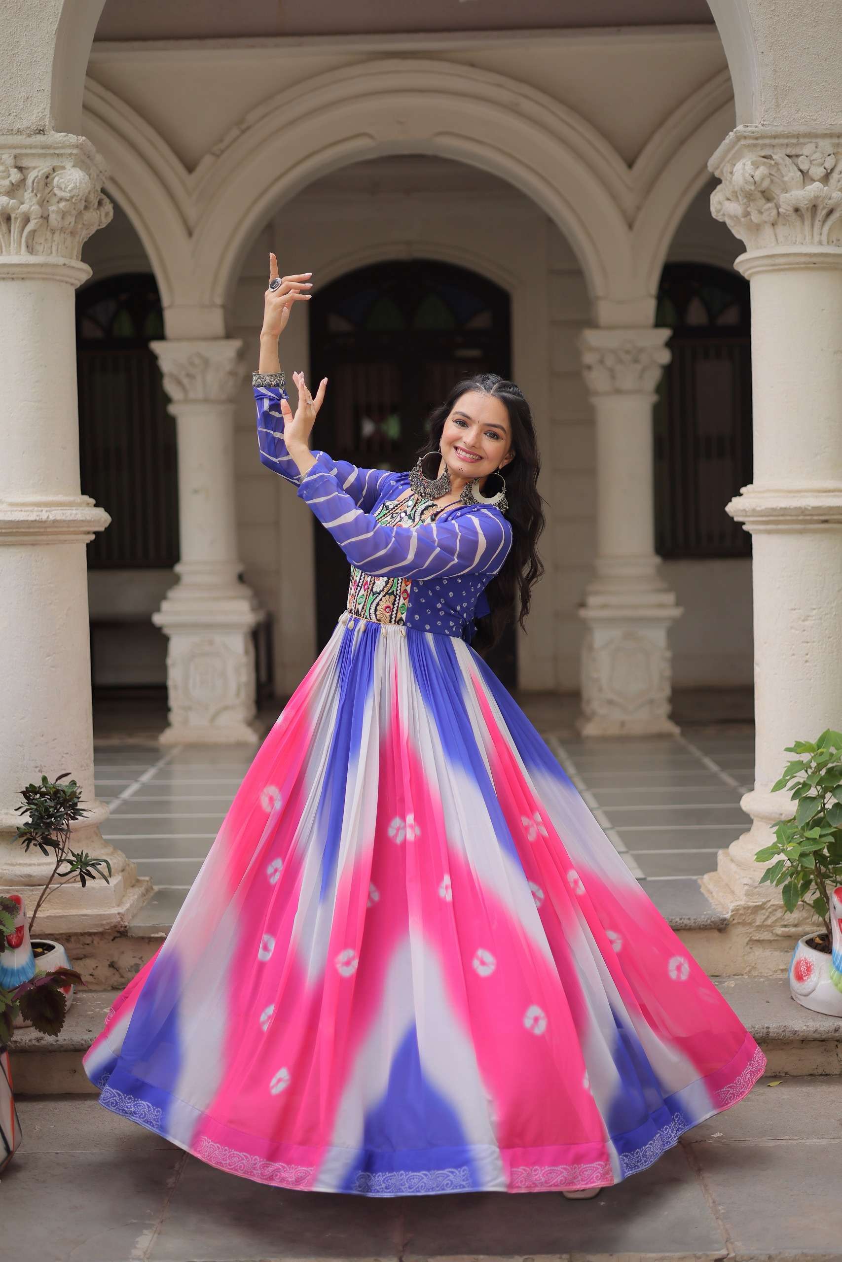 DESIGNER NAVRATRI WEAR GEORGETTE PURPLE PINK NAVRATRI ANARKALI GOWN LW 9278 C