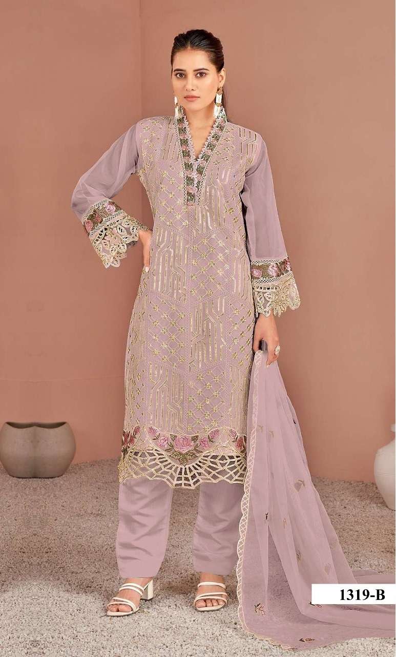 DESIGNER ORGANZA PAKISTANI SALWAR SUIT COLLECTION HT 1319 B