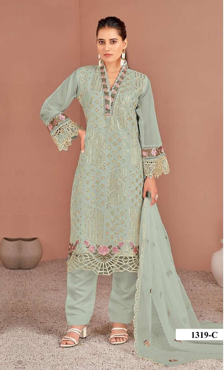DESIGNER ORGANZA PAKISTANI SALWAR SUIT COLLECTION HT 1319 C