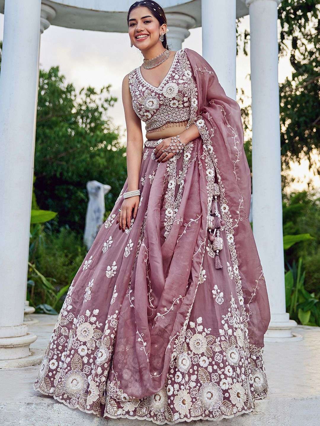 INDIAN DESIGNER BOLLYWOOD WEDDING PARTY WEAR HEAVY ORGANZA DEEP PINK READYMADE LEHENGA CHOLI NT 6184 N