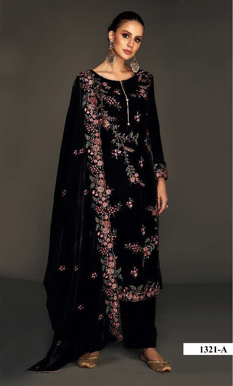 WEDDING PARTYWEAR STRAIGHT BLACK VELVET SUIT COLLECTION HT 1321 A