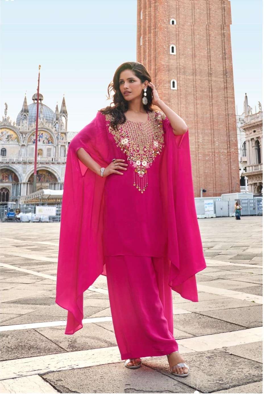 DESIGNER FANCY WEDDING PARTY WEAR RANI PINK CROP TOP PAIR COLLECTION IN REAL CHINON FABRIC SY AVIKA 10116