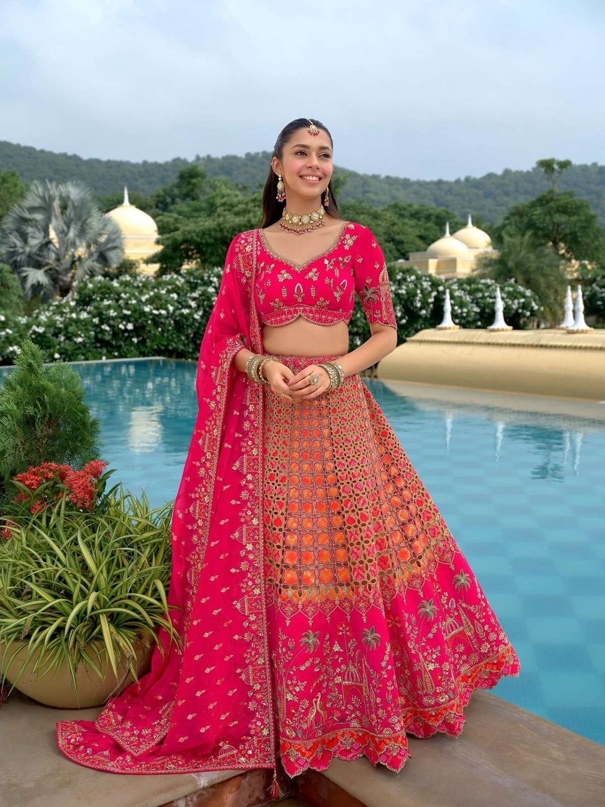 DESIGNER WEDDING BRIDAL WEAR INDIAN HEAVY SILK LEHENGA CHOLI WITH NET DUPATTA SM TATHASTU 8003