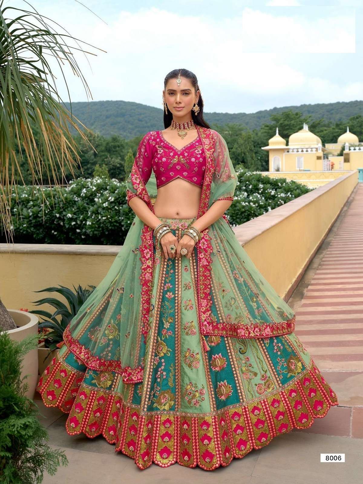 DESIGNER WEDDING BRIDAL WEAR INDIAN HEAVY SILK LEHENGA CHOLI WITH NET DUPATTA SM TATHASTU 8006