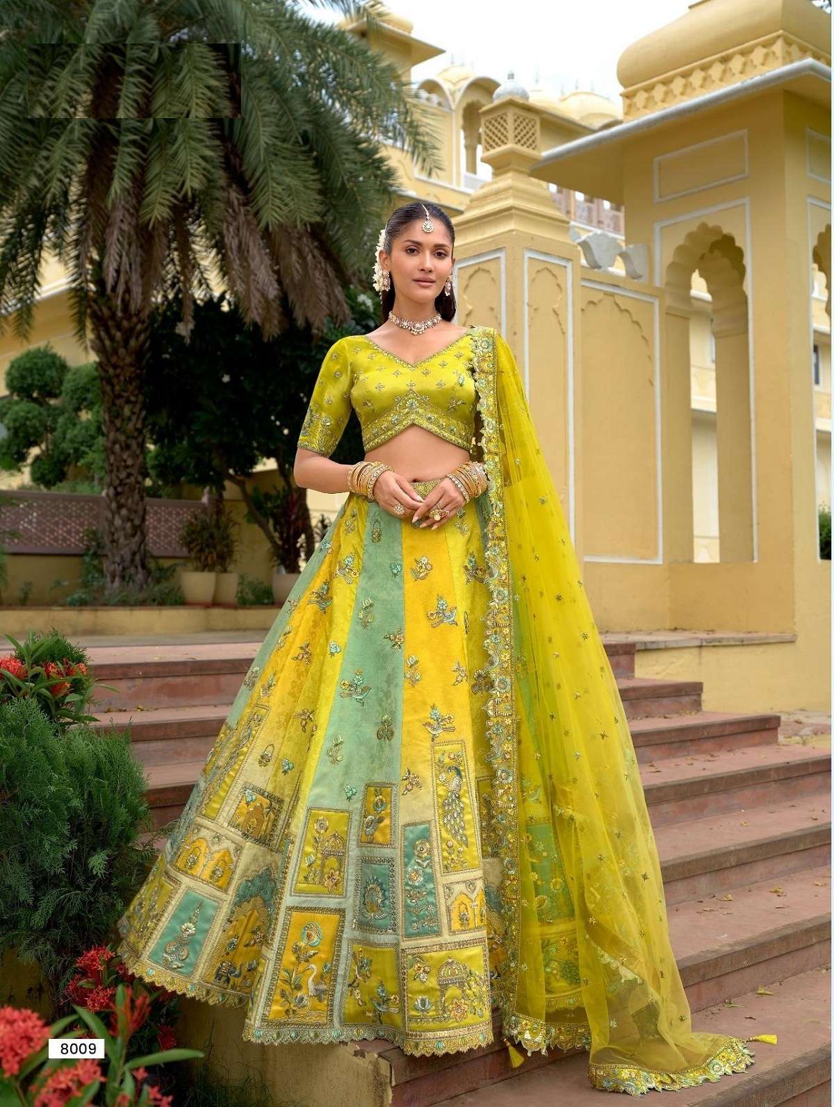 DESIGNER WEDDING BRIDAL WEAR INDIAN HEAVY SILK LEHENGA CHOLI WITH NET DUPATTA SM TATHASTU 8009