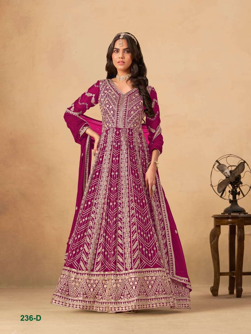 DESIGNER FANCY WEDDING PARTY WEAR FAUX GEORGETTE PINK ANARKALI SALWAR SUIT GOWN ANY 236 D